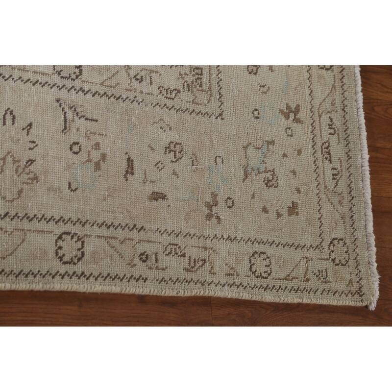 Distressed Persian Vintage Area Rug Hand-Knotted Wool Carpet - 6'6"x 9'9"