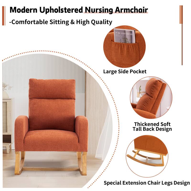 HOMYKA 28" Wide Rocking Chair for Nursery with Solid Wood Leg Set of 2