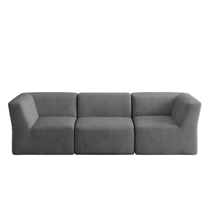 106" W Corduroy Fully Sponge Molded Modular Sectional Sofa