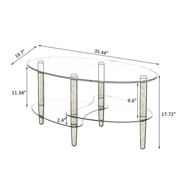 Oval 3-layer Glass Coffee Table with Wood Legs - Bed Bath & Beyond ...