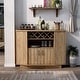 preview thumbnail 1 of 8, DH BASIC Light Oak Country 4-bottle Lattice Wine Cabinet by Denhour Light Oak