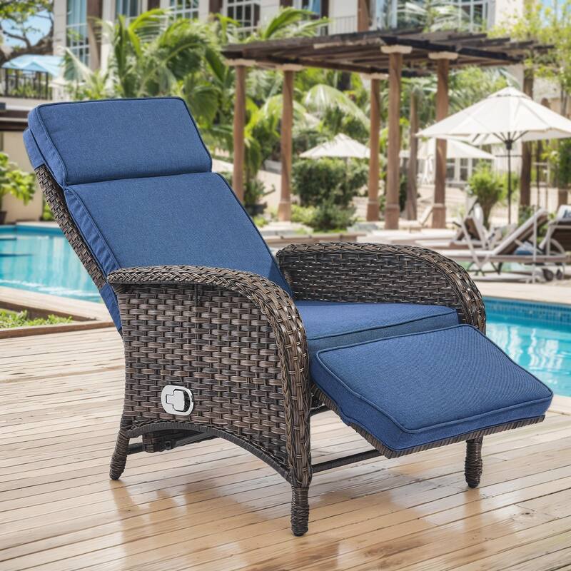 Outdoor Chaise Lounge Chair Adjustable 6-Position - Blue
