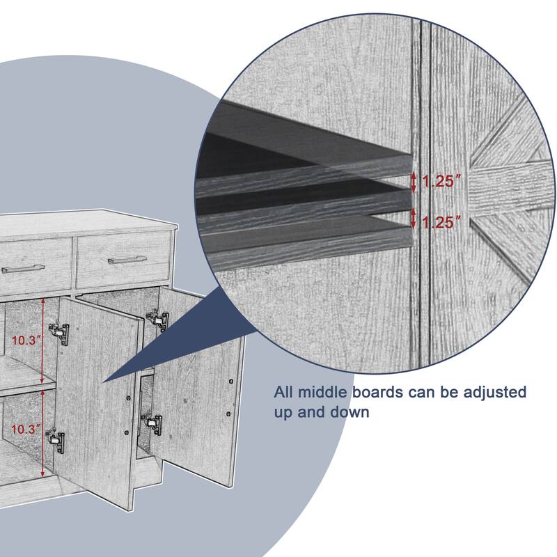 42.6" Wide TV Stand Console with 3 Storage Drawer