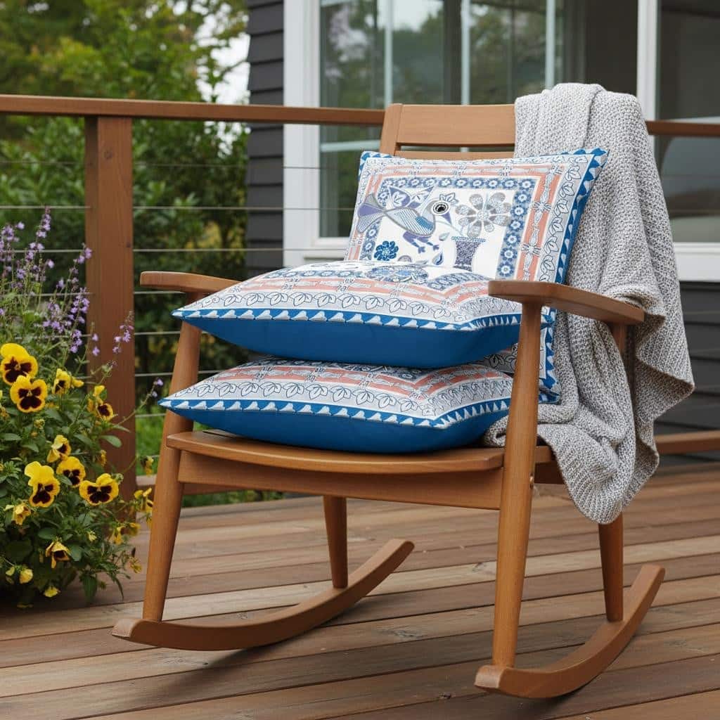 HomeRoots Set of Two 16" X 16" Blue and Gray Peacock Blown Seam Floral Indoor Outdoor Throw Pillow - 16.00' X '16.00' X '5.00