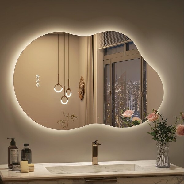 KIOTEE Frameless Irregular LED Anti-Fog Bathroom Vanity