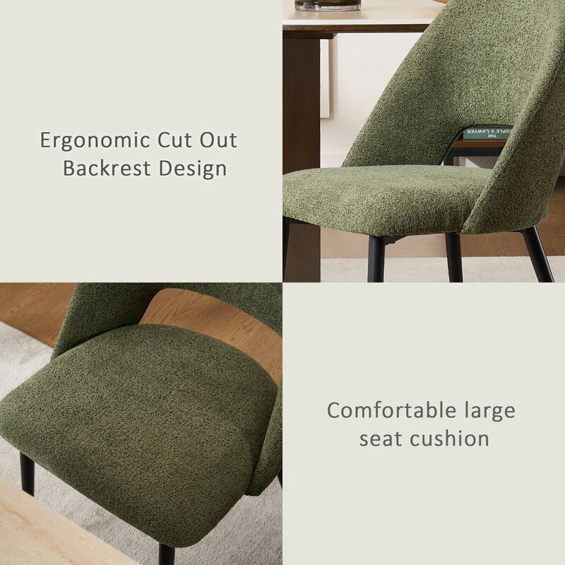 Mid-Century Modern Dining Chairs Set of 2, Upholstered Side Chairs
