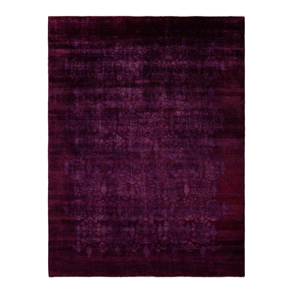 Overton Hand Knotted Wool Vintage Inspired Modern Contemporary Overdyed Red Area Rug - 7' 9" x 10' 2"