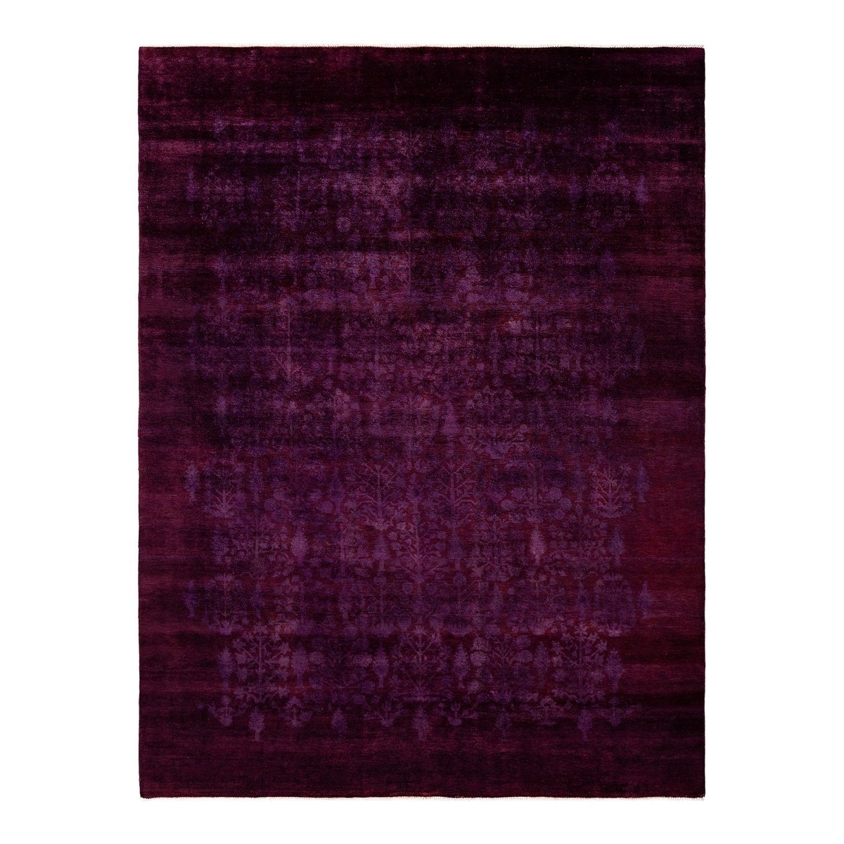 Overton Hand Knotted Wool Vintage Inspired Modern Contemporary Overdyed Red Area Rug - 7' 9" x 10' 2"