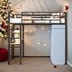 preview thumbnail 22 of 38, Metal & Wood Twin Size Loft Metal Bed with Desk,Power Outlet,LED and Wardrobe