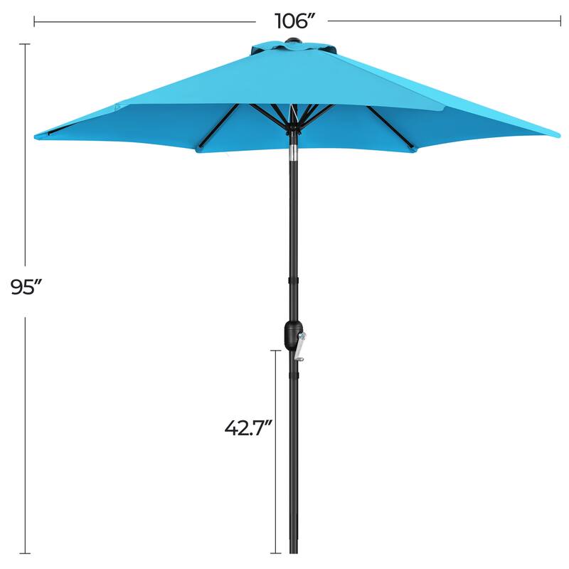 Yaheetech 9ft Patio Umbrella 8 Ribs with Push Button Tilt and Crank