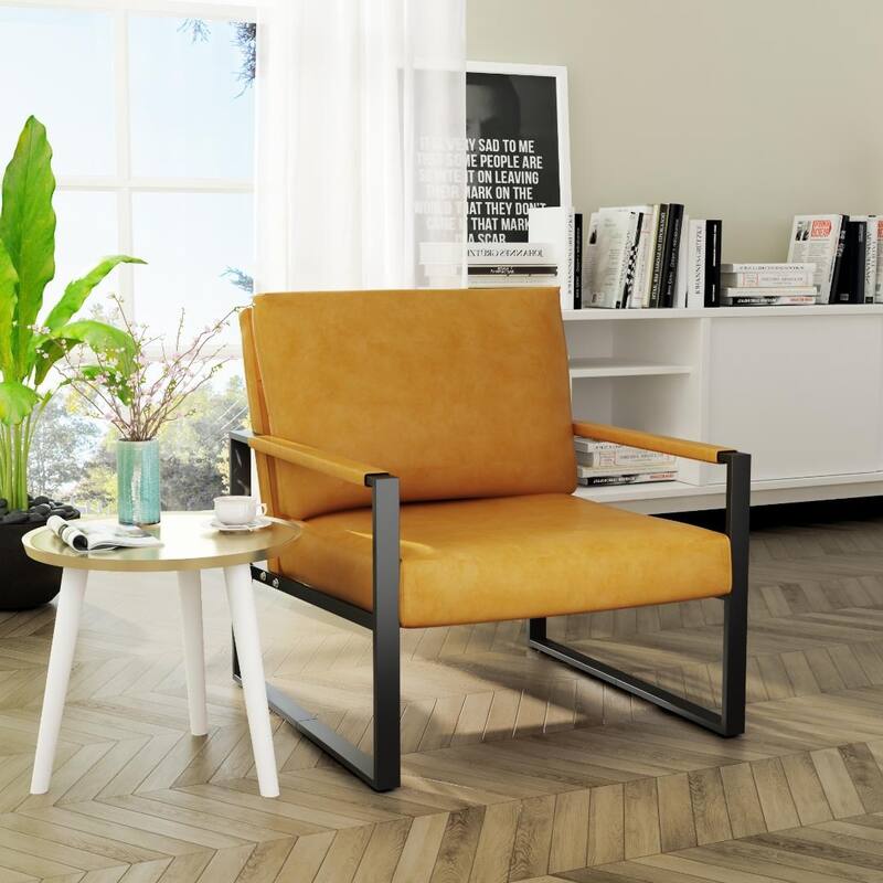 MidCentury Accent Chair with Metal Frame, Modern Armchair Single Sofa