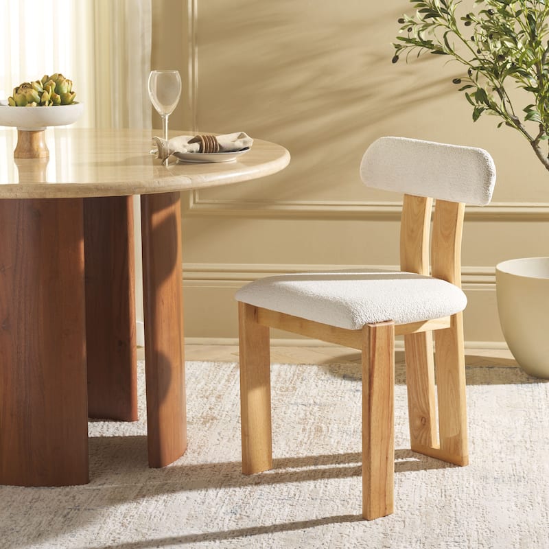 SAFAVIEH Cayde Mid-Century Dining Chair - 19"W x 19"D x 32"H - Cream/Light Blonde