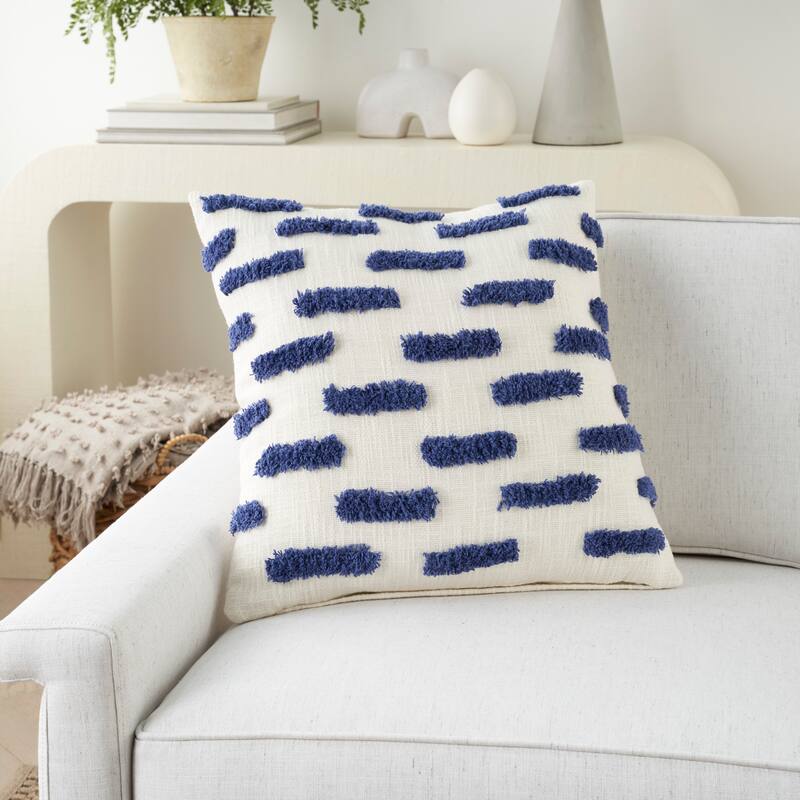 Mina Victory Life Styles Tufted Lines Geometric 18" x 18" Indoor Throw Pillow