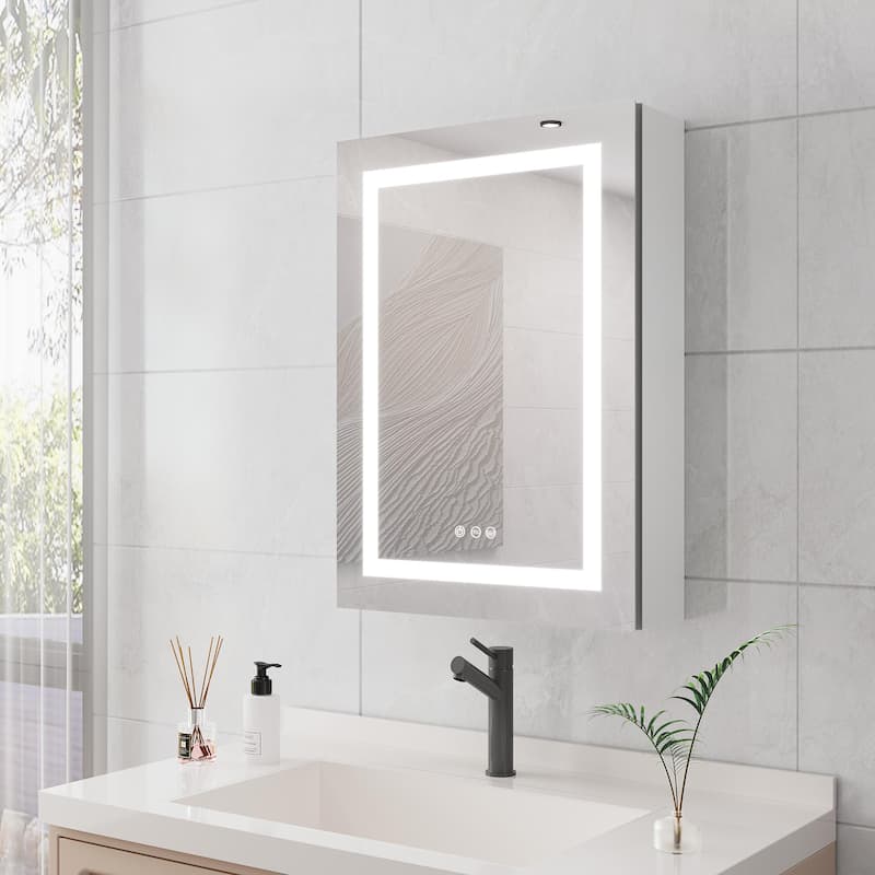 20 X 28 inch Bathroom Medicine Cabinet with Mirror Wall Mounted LED Bathroom Mirror Cabinet with Lights