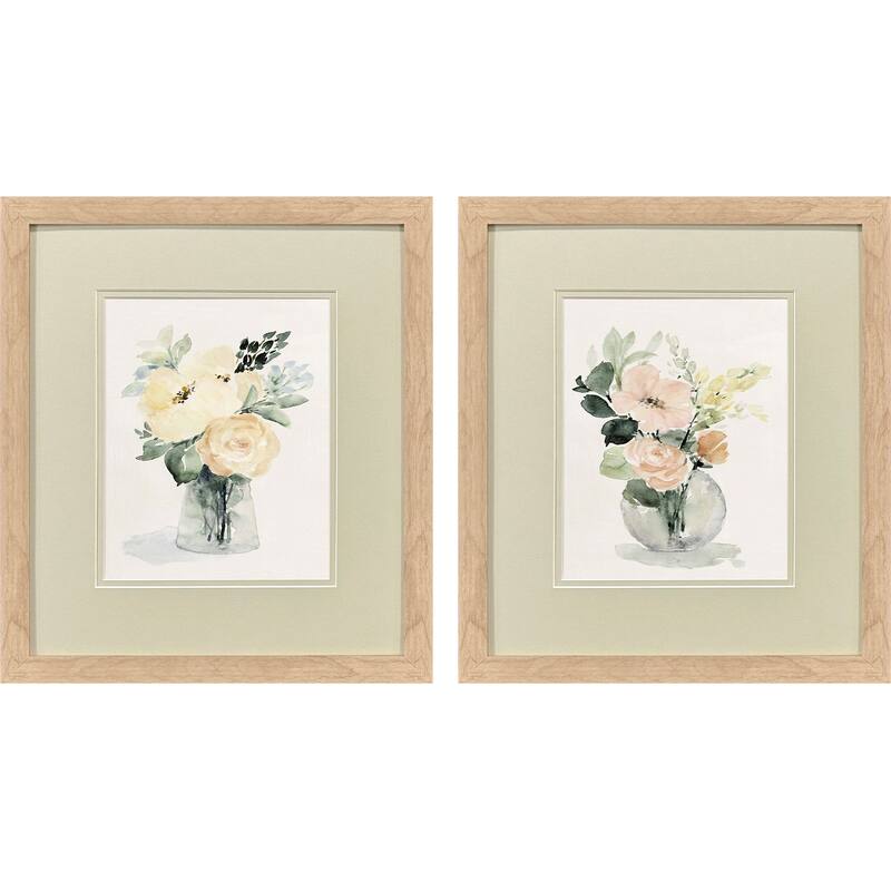 Paragon Creamy Blooms Framed Art - Set of 2