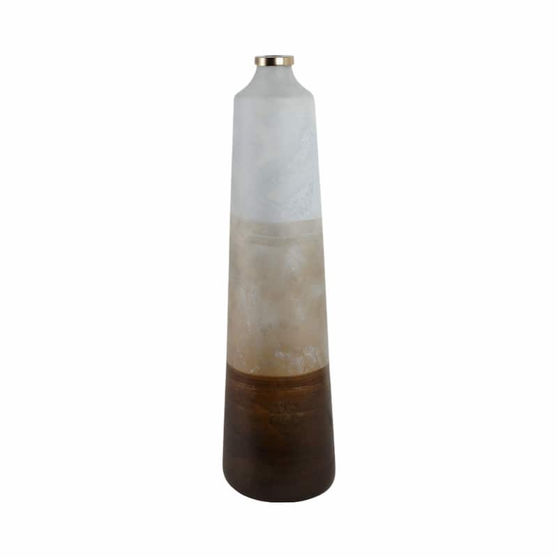 Glass and Iron Decorative Boho Vase with Modern Mixed Material Design