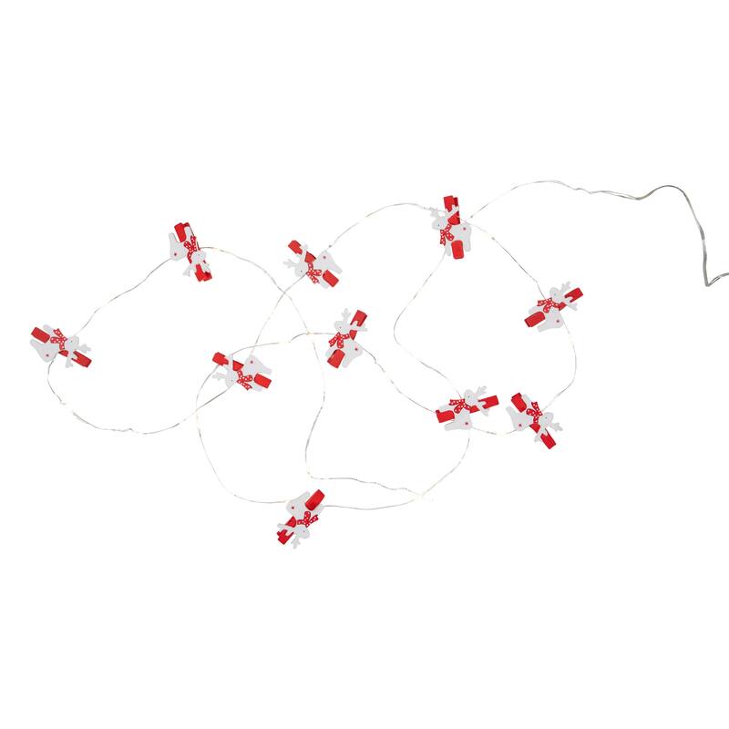 LED Mini Reindeer Christmas Fairy Light Clips - 5.25' Copper Wire - 10ct