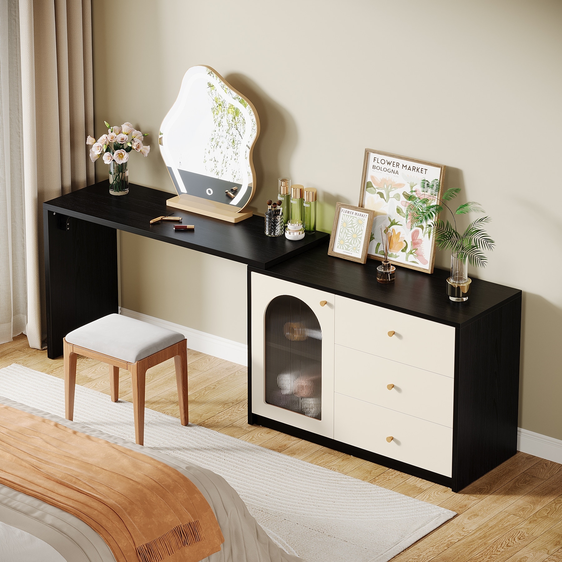 black dressing table Adalynn Brown Wooden 2 Drawer & Marble Top designed dressing table features a smooth matte black finish and clean silhouette which subtly enhances the style of your home decor HEMNES Dressing table with mirror