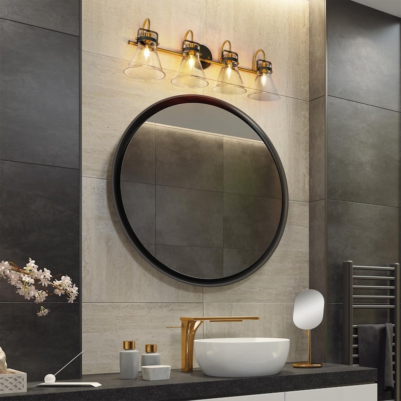 Mutch Modern Farmhouse 4-light Bathroom Vanity Light Rustic Industrial Glass LED Dimmable Wall Sconce