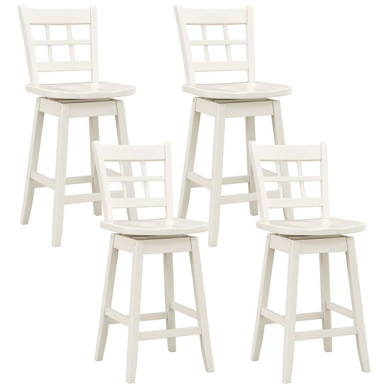 Gymax 4PCS 24.5 Inch Counter Height Bar Chairs Swivel Bar Stools w/ - White