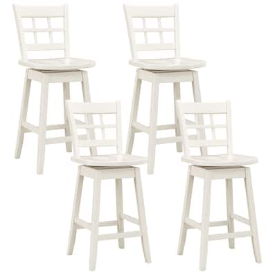 Gymax 4PCS 24.5 Inch Counter Height Bar Chairs Swivel Bar Stools w/
