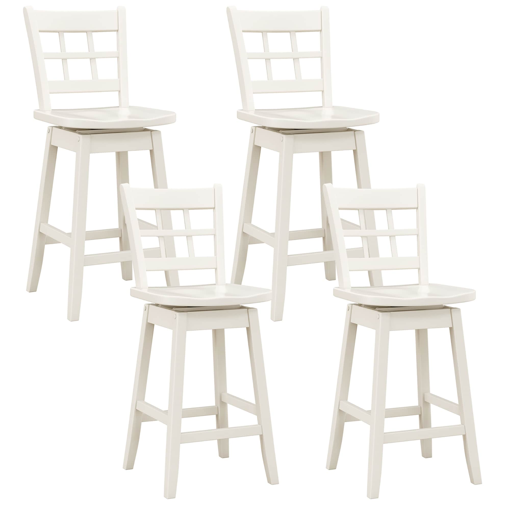 Gymax 4PCS 24.5 Inch Counter Height Bar Chairs Swivel Bar Stools w/