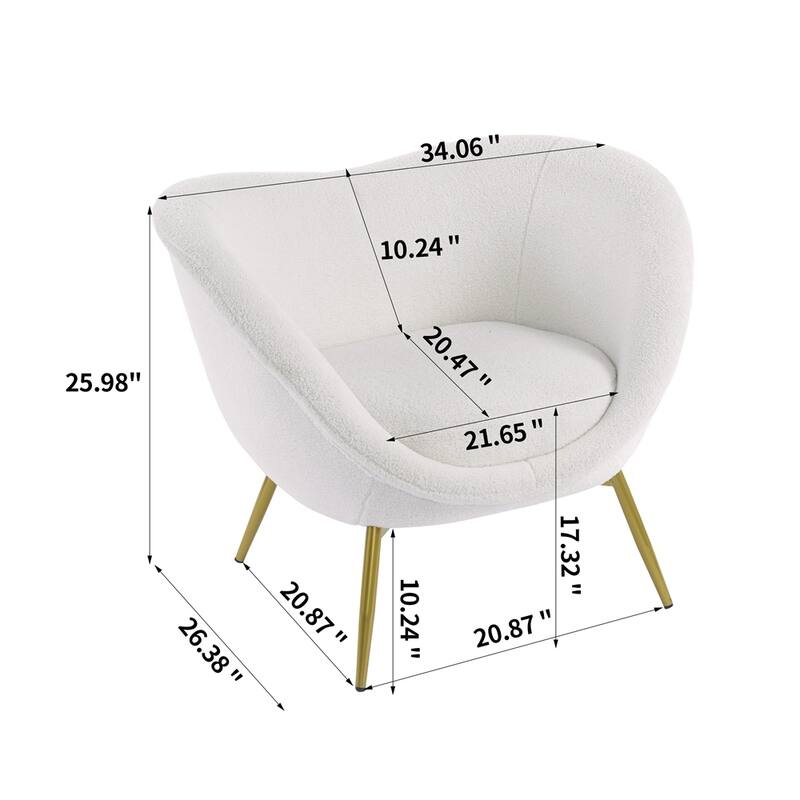 Lounge Chair for Bedroom with Gold Metal Legs