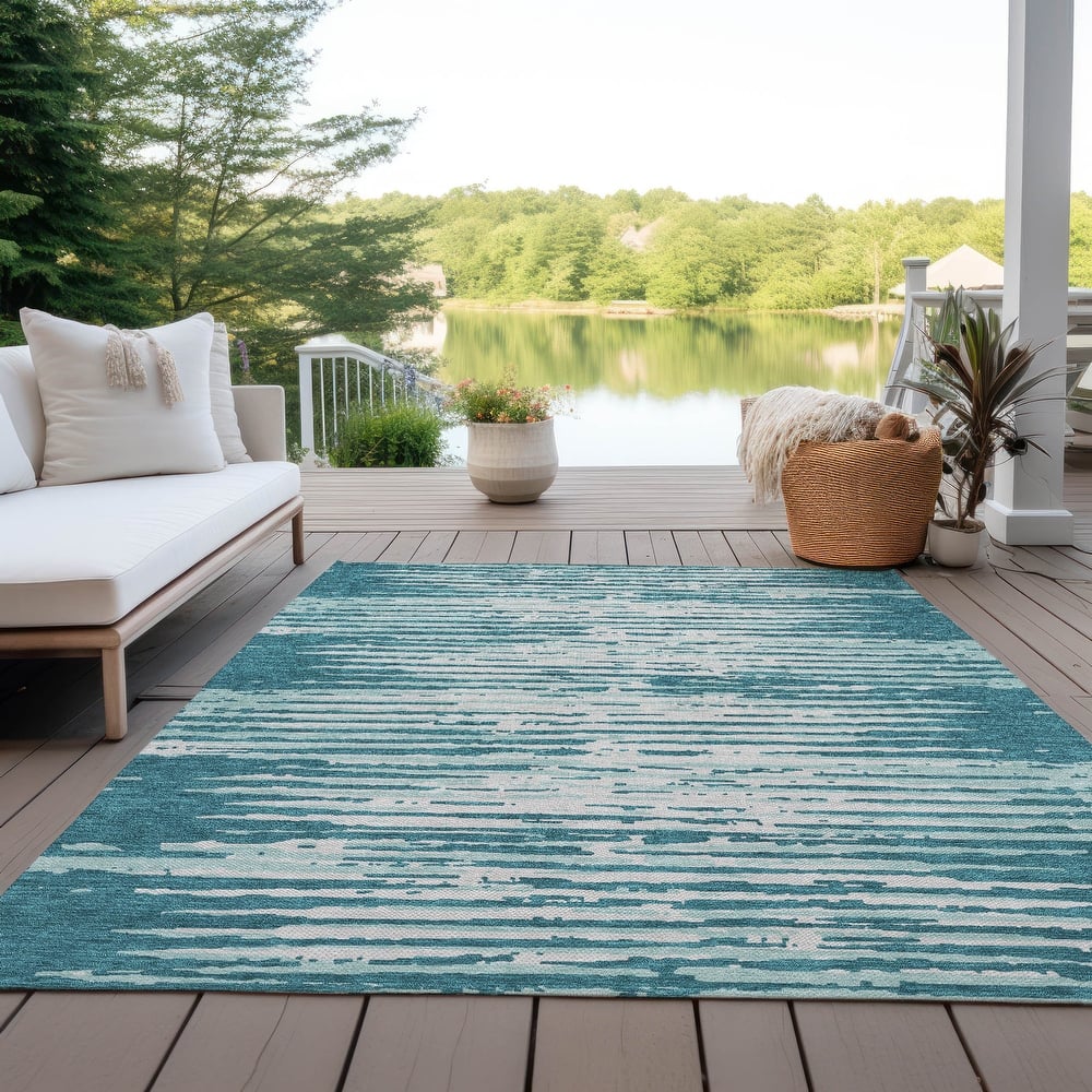 Machine Washable Indoor/ Outdoor Ombre Chantille Abstract Rug