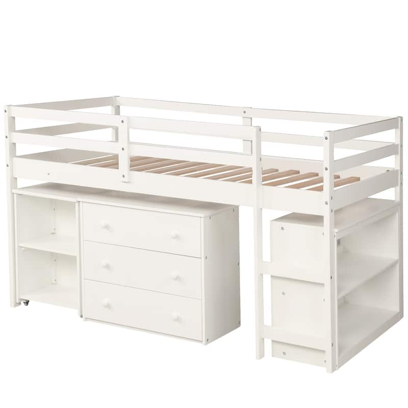 Harper & Bright Designs Wood Twin Low Study Loft Bed