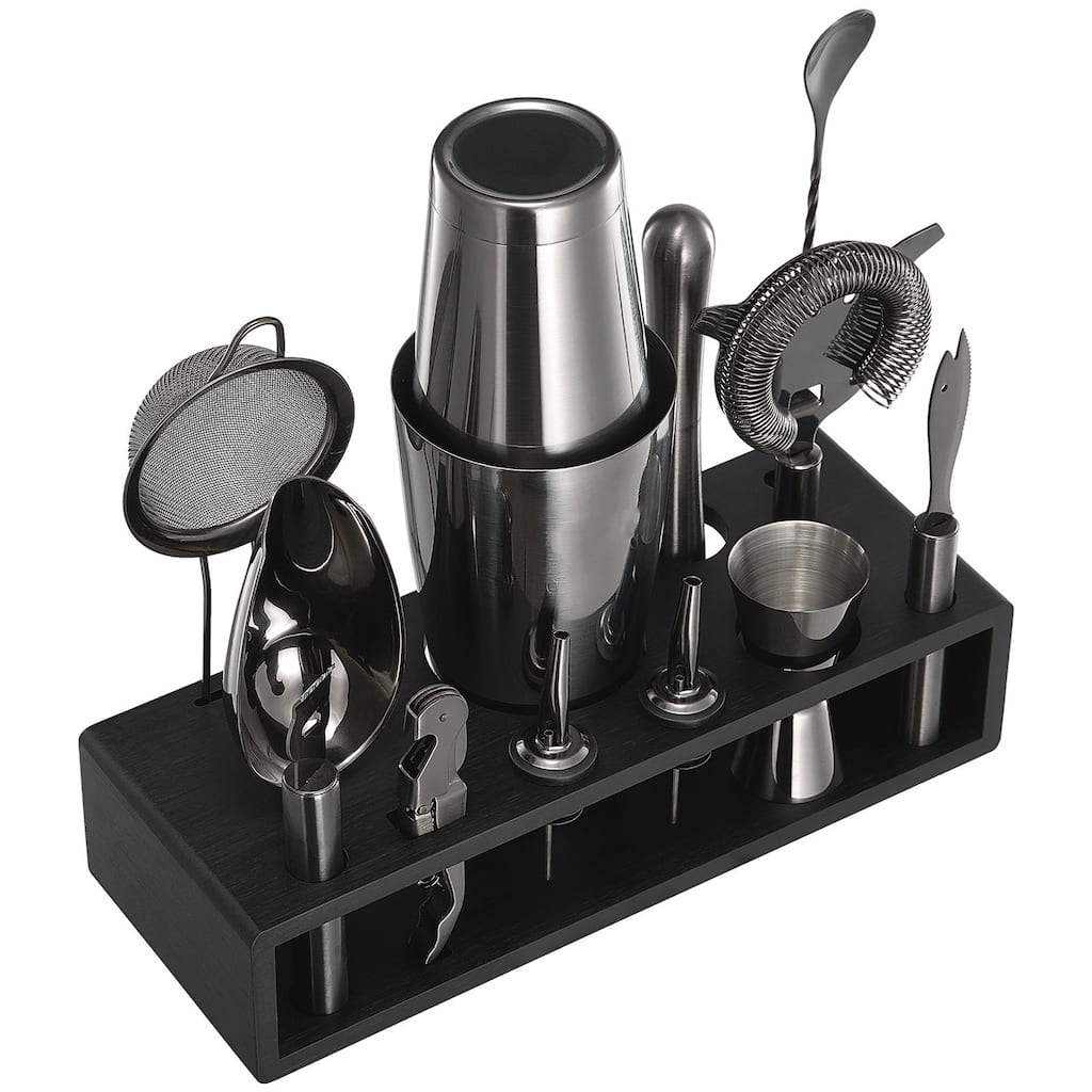 13-Piece Bartender Kit Stainless Steel Cocktail Shaker Set Gunmetal - 12.01 x 4.53 x 11.22 in