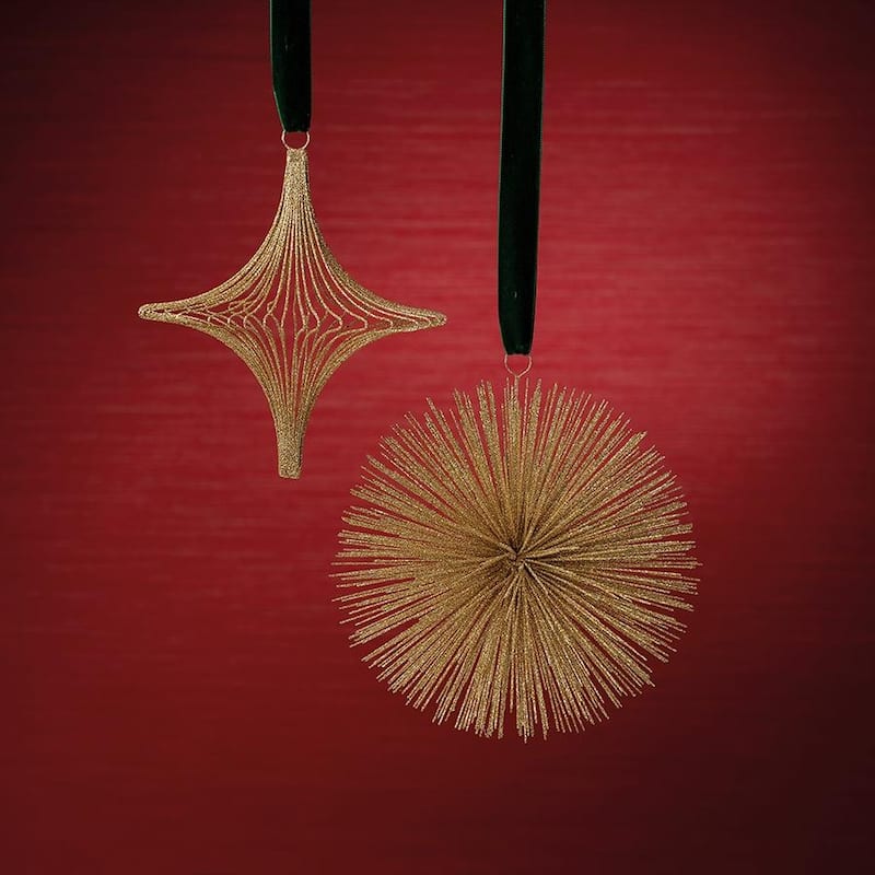 8" Starburst Wire Hanging Ornaments, Set of 2