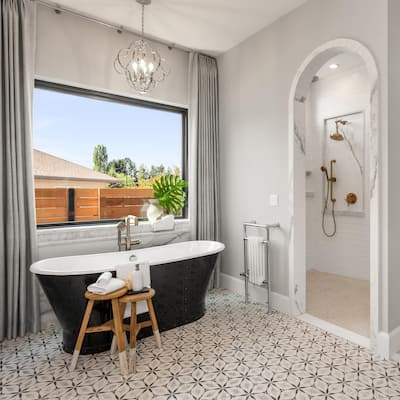 Merola Tile Classico Bardiglio Hexagon Flower 7" x 8" Porcelain Floor and Wall Tile