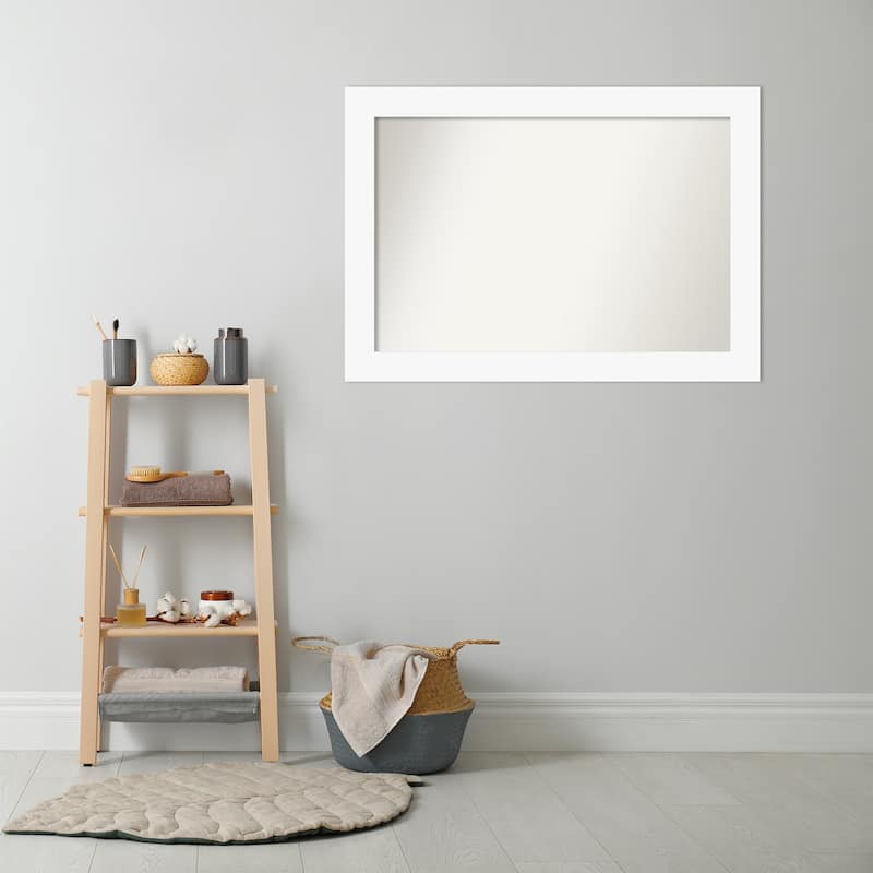 Basic Non-Beveled Wood Framed Bathroom Vanity Wall Mirror
