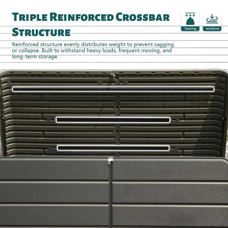 200 Gallon Plastic Deck Box, Large Patio Storage Box with Lock, Wheels & Waterproof Lid for Outdoor Cushions, Garden