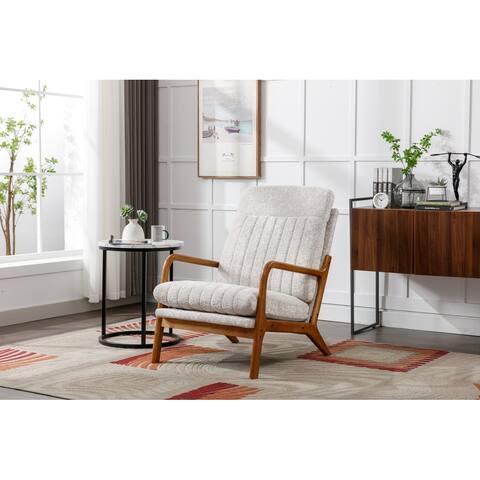 HOMEFUN Chenille Upholstered Tufted Accent Chair With Wooden feet