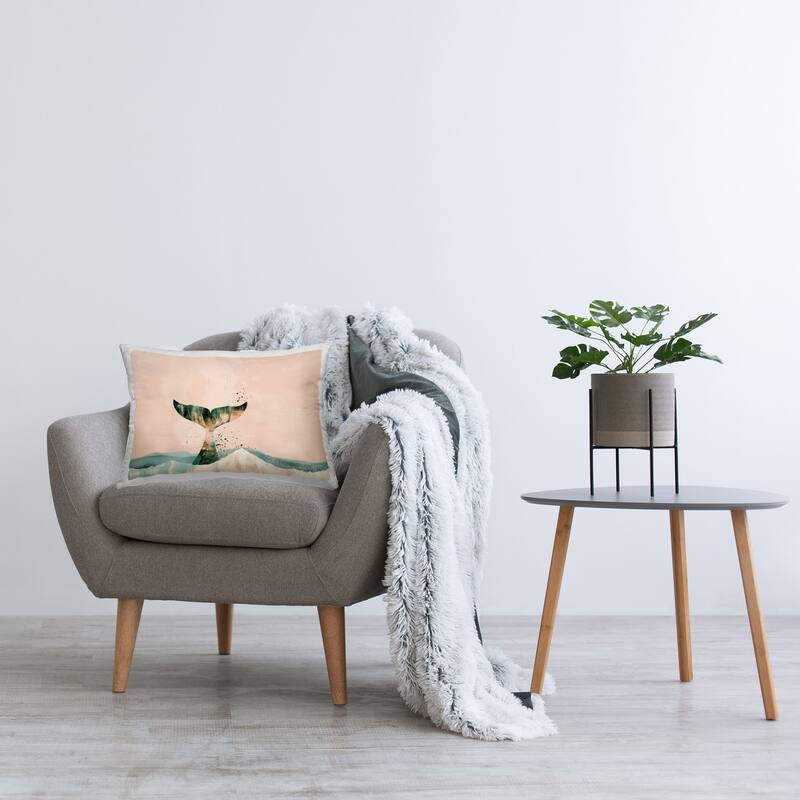 Stupell Pink Abstract Whale Tail Decorative Printed Throw Pillow Design by Arlington Prints