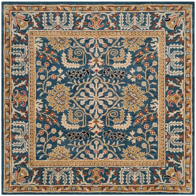 SAFAVIEH Handmade Antiquity Amalia Traditional Oriental Wool Rug - 6' x 6' Square - Dark Blue/Multi