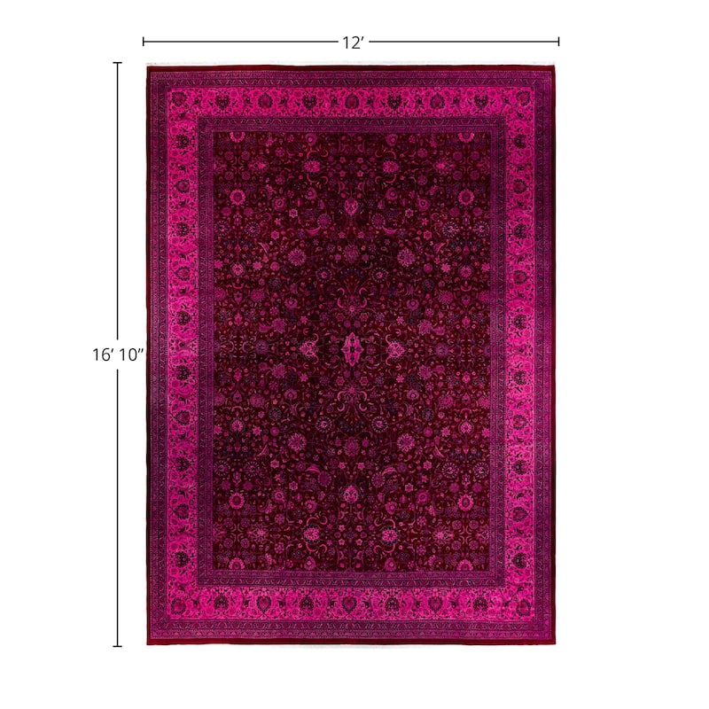 Overdyed, One-of-a-Kind Hand-Knotted Area Rug - Pink - 12' 0" x 16' 10"