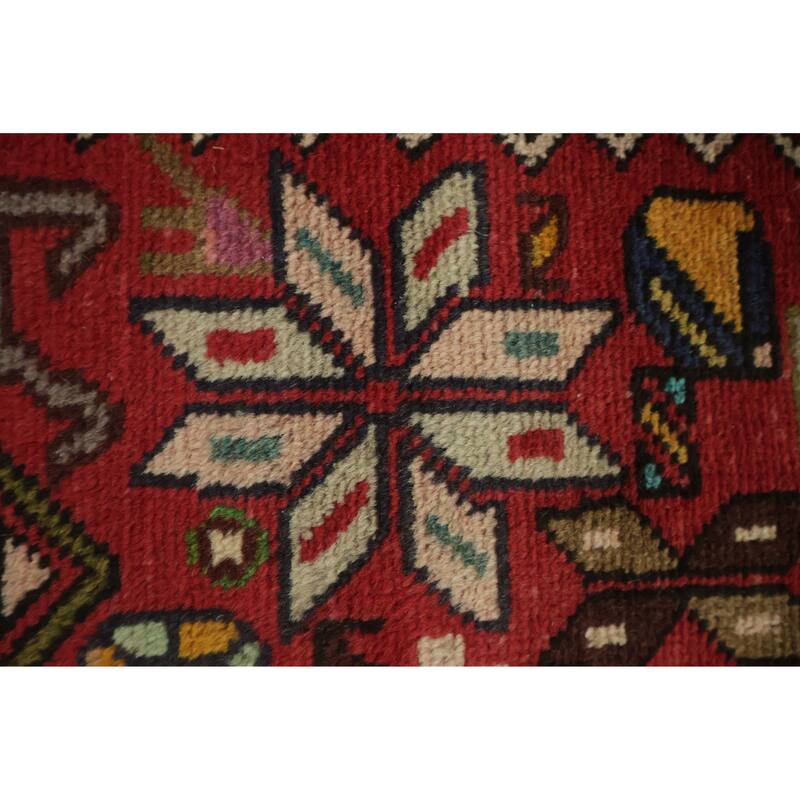 Hand Knotted Oriental 100% Wool Carpet Traditional Tribal Red Tabriz Runner Rug - 12' 4'' X 3' 7''