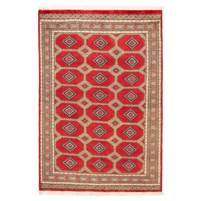 Finest Peshawar Bokhara Red Rug 5'6" x 7'10" - 5'6 x 7'10 - Red - 5'6 x 7'10