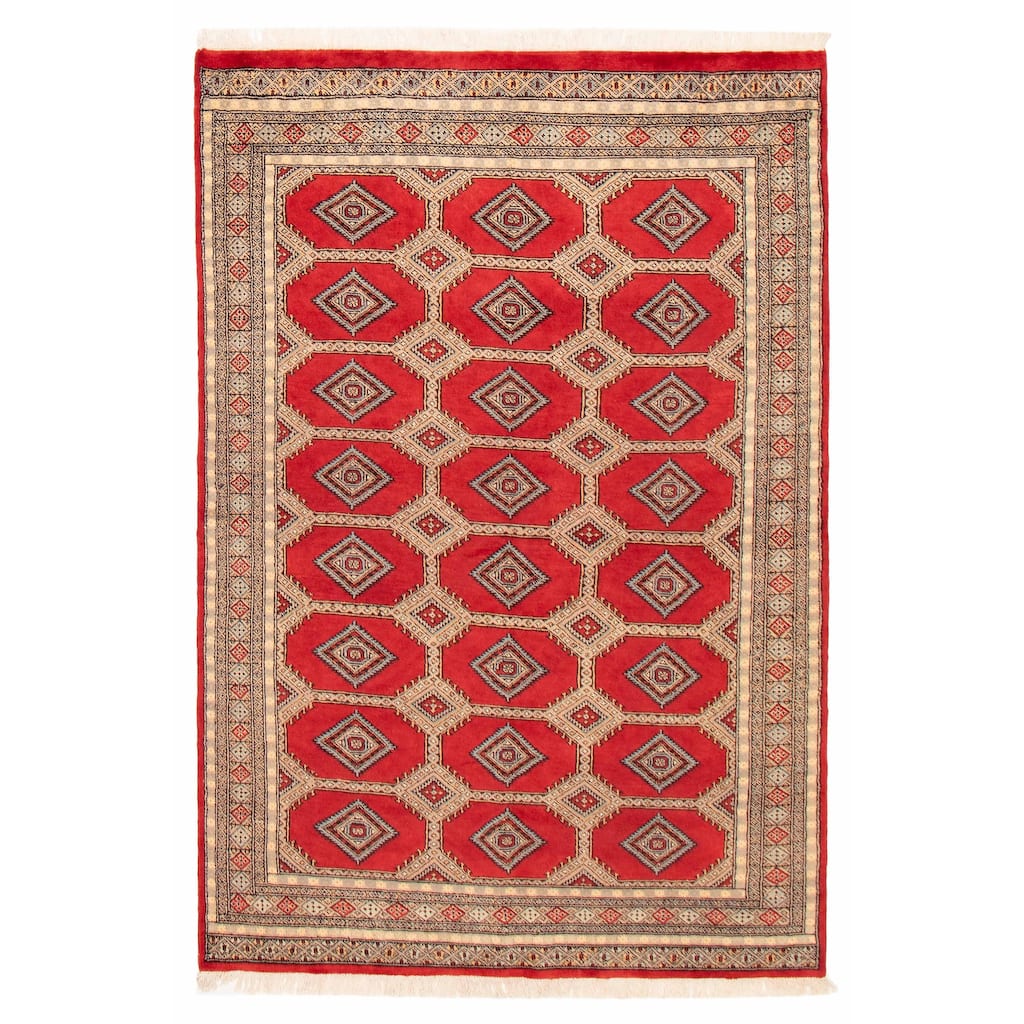 Finest Peshawar Bokhara Red Rug 5'6" x 7'10" - 5'6 x 7'10
