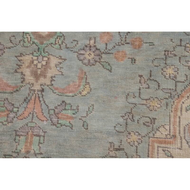 Hand Knotted Oriental 100% Wool Carpet Traditional Floral Navy Blue & Blues Tabriz Area Rug - 8' 11'' X 5' 8''