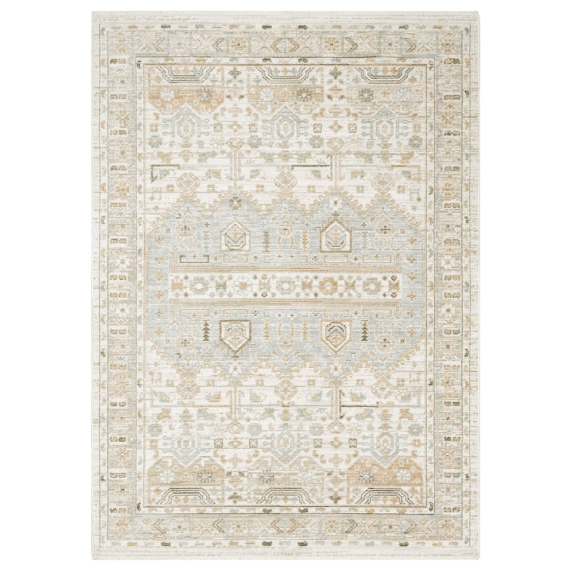 Style Haven Lucia Vintage Tribal Medallion Pale Blue/Beige Area Rug - 2'7" x 7'7"
