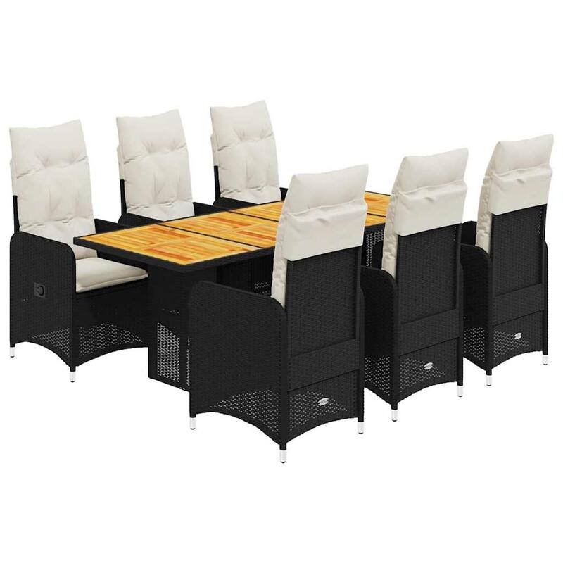 vidaXL Bistro Set Black PE Rattan 8-seater Adjustable Armrests - 23.0 x 21.5 x 36.2 in