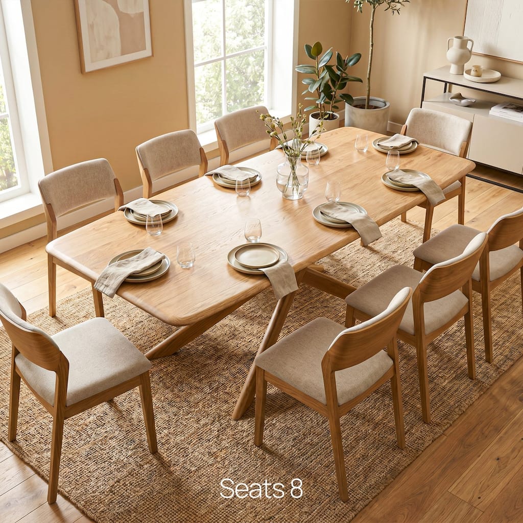 Studio London Cruz Solid Oak Effect Dining Table with Crisscross Base