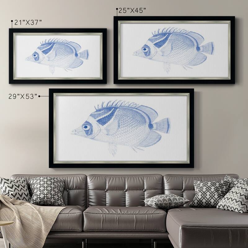 Blue & White Tropical Fish IV Premium Framed Canvas- Ready to Hang