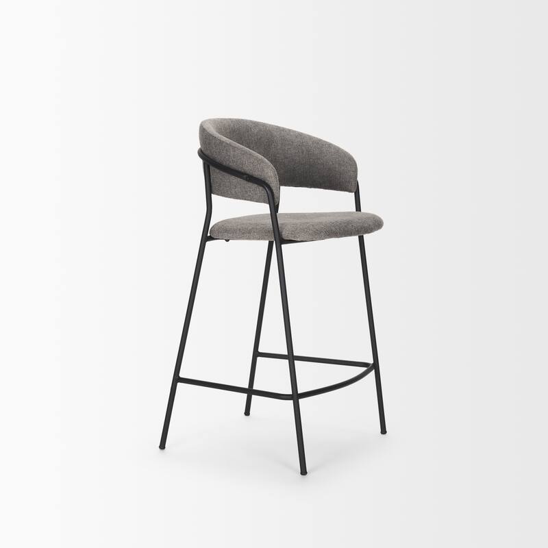 Carolyn Counter Stool w/ Gray Fabric & Matte Black Metal