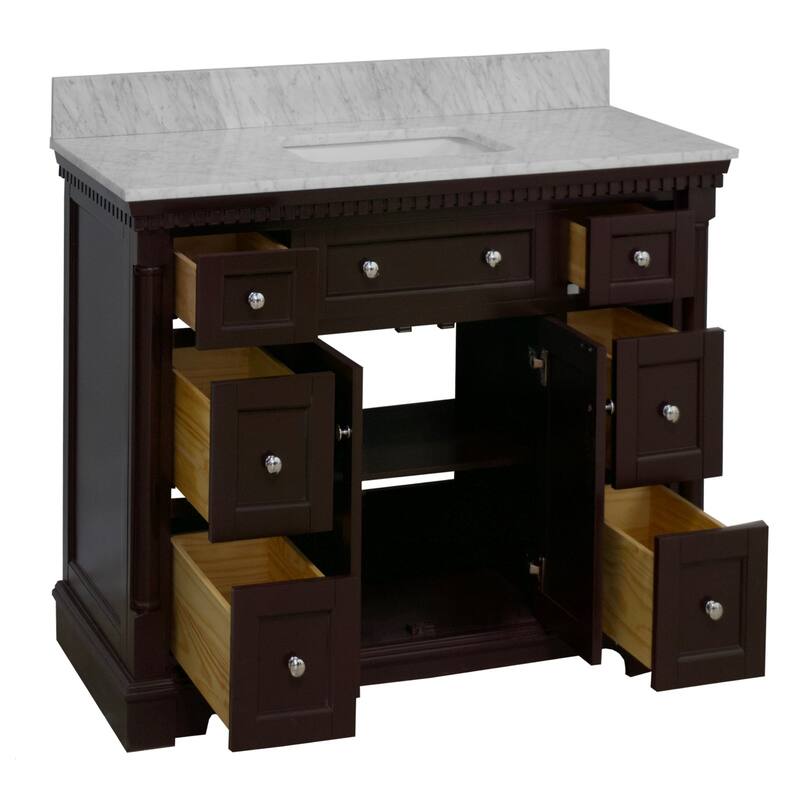 KitchenBathCollection Sydney 48" Bathroom Vanity with Carrara Marble Top