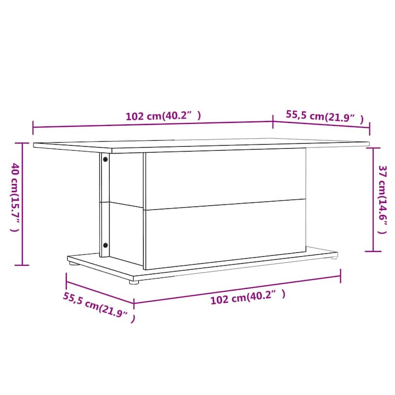 vidaXL Coffee Table Accent End Side Sofa Table for Living Room Engineered Wood - 40.2" x 21.9" x 15.7"