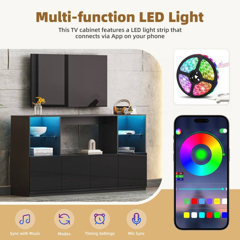 High Gloss TV Stand with LED Lights